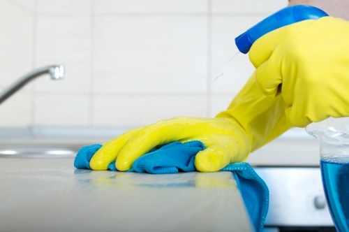 Local floor cleaning team working in a central London commercial space